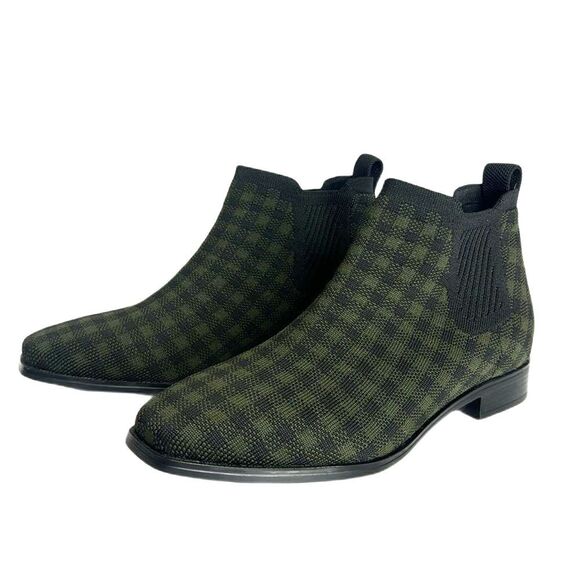 Vivaia Square-Toe Water-Repellent Ankle Boots (Ryan Pro) in olive plaid size 8 - Picture 1 of 13